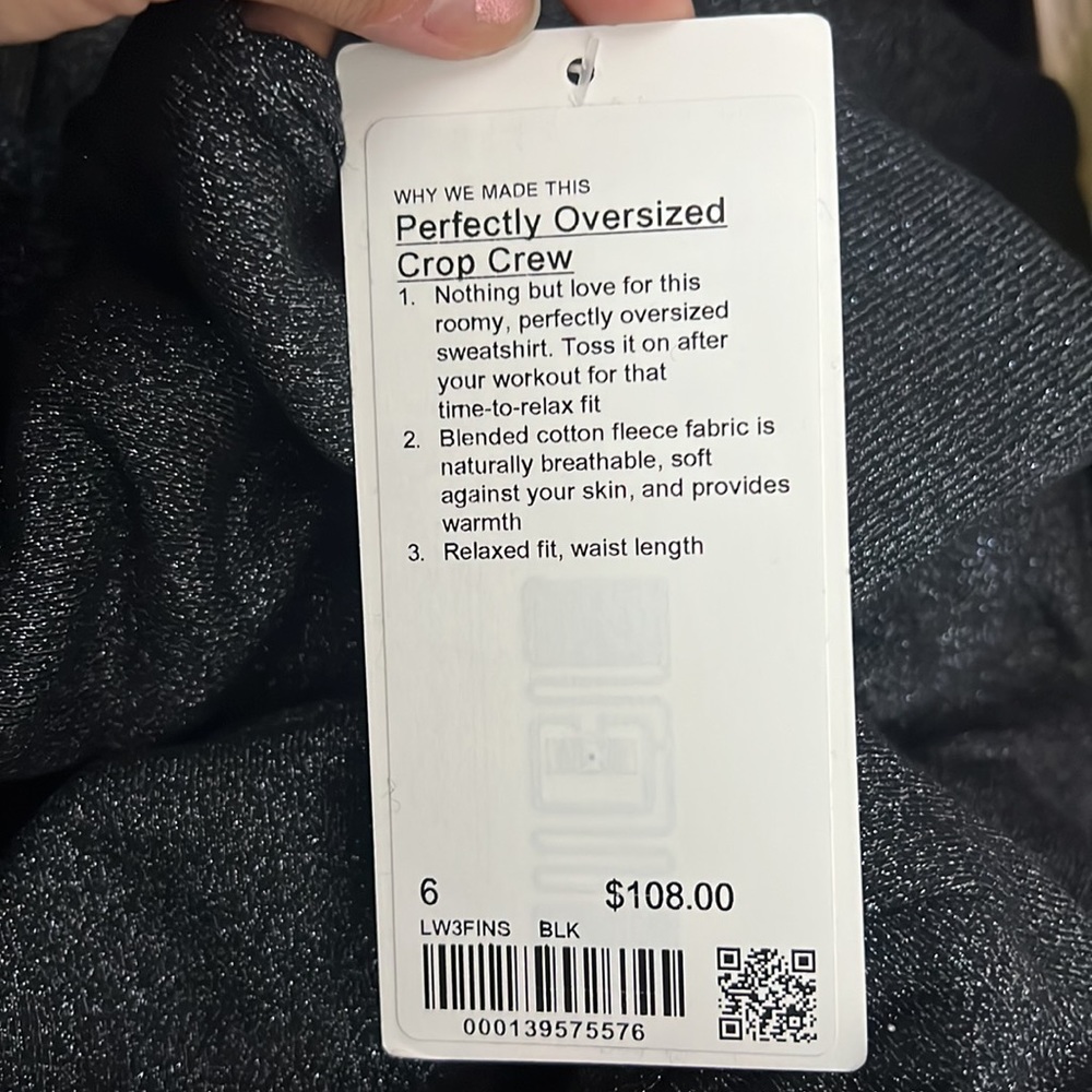LuluLemon Perfectly Oversized Crop Crew in Black Spark - Picture 8 of 12